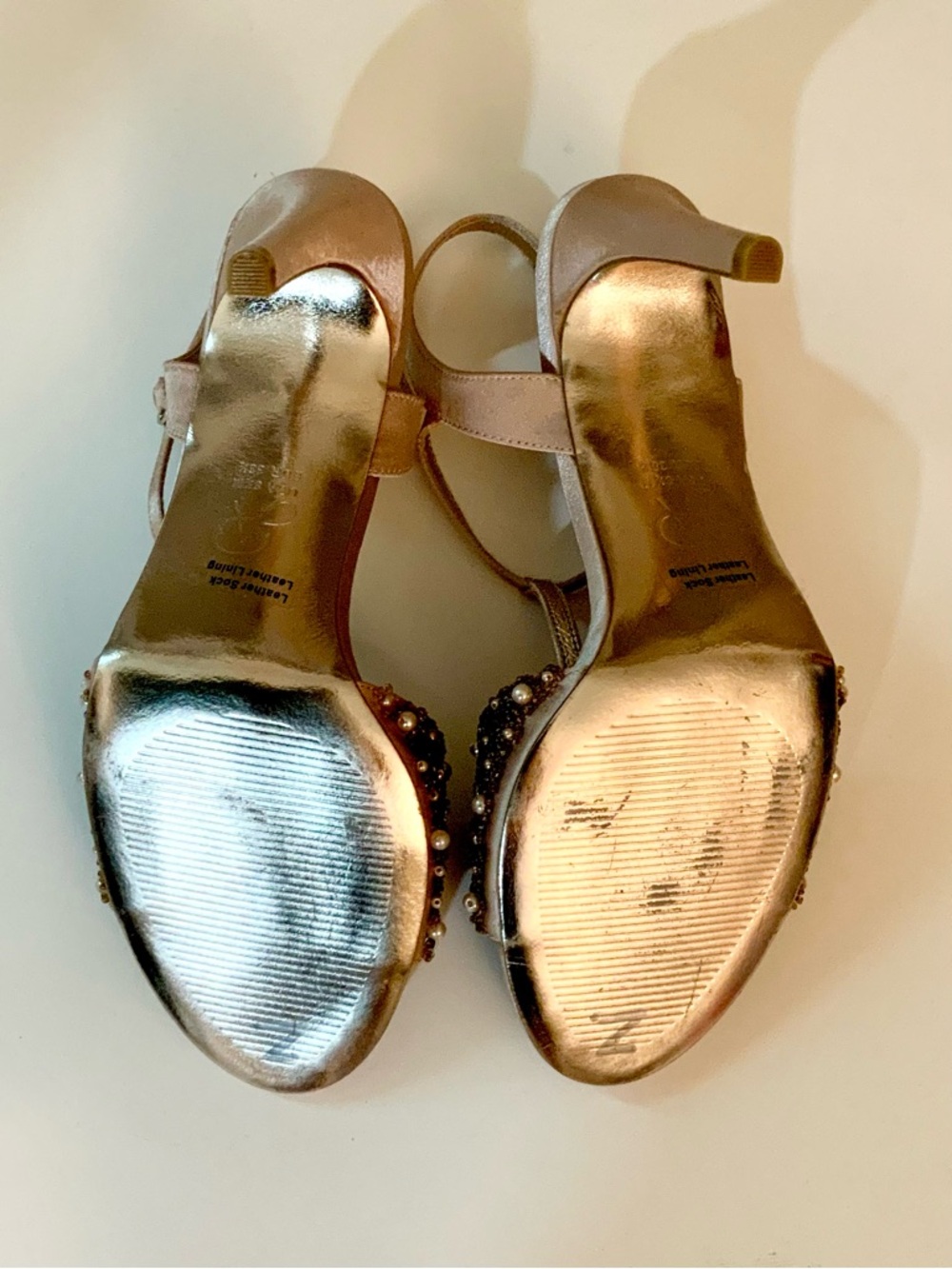 Adrianna Papell Beaded T-Strap Heels in Rose Gold - Picture 14 of 16